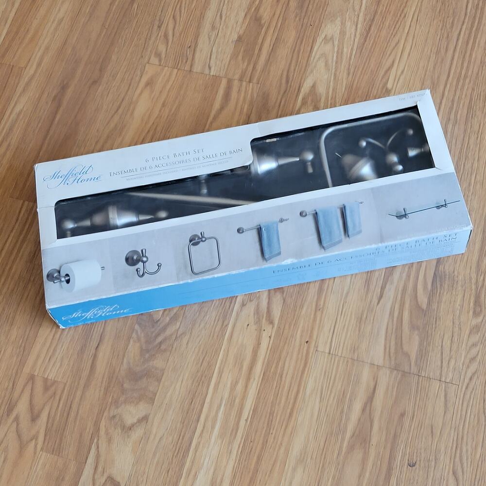 Sheffield Home 6 Piece Bath Accessory Set in Brushed Nickel Finish New